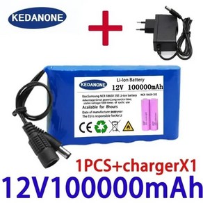 휴대용 12V 20000Mah 충전식 리튬 이온 배터리 DC 12.6V 30Ah CCTV 캠 모니터, 6.100Ah X1 ChageX1, 1개