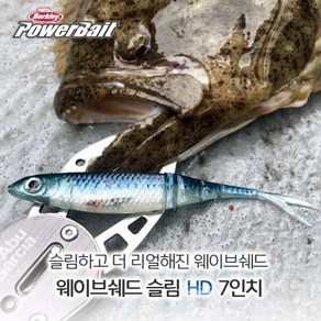 버클리 웨이브쉐드 슬림 HD 5인치 광어 다운샷 웜 베이트, 1개