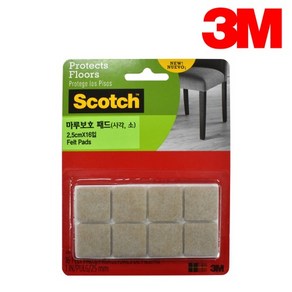 3M 스카치 마루 보호 패드 사각 소 SP844 부직포 의자 발 커버 긁힘 소음 스크래치, 1개