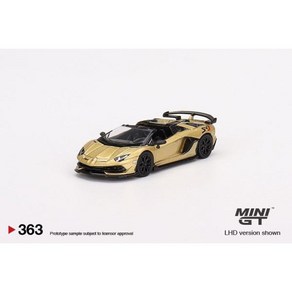 다이캐스트 자동차 모형 미니 GT 1:64 아벤타도르 SVJ 로드스터 골드 모델 컬렉션, 1개