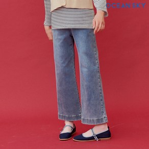 [오션스카이] (본사직영)여아 사선 트임 부츠컷 데님 팬츠-BEJG2352B0N