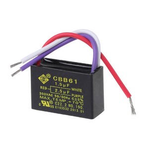 블랙 CBB61 1.5uF+2.5uF 3선 AC 250V 50/60Hz 콘덴서 천장 선풍기용, 한개옵션1, 한개옵션0