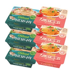 롯데 쉐푸드 까르보나라 3개+생크림로제 3개 기획 파스타 크림 토마토 바질향 즉석요리 220g, 3개