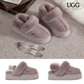 호주어그슬리퍼 펀케트 플랫폼 UGG 탈착식 울 스트랩 슬리퍼 슬링백 무사 4cm 다운핑크