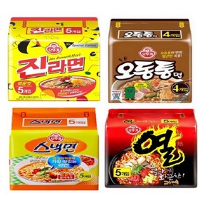 오뚜기 진라면 매운맛 5p + 오동통면 얼큰한맛 4p + 스낵면 5p + 열라면 5p, 1세트