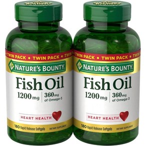 네이쳐스바운티 피쉬오일 1300mg Natues Bounty Fish Oil 180캡슐 (2팩), 180정, 2개