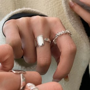 Tilova 심플한 기하학적 디자인의 불규칙한 오픈 링 개성 있는 힙합 스타일 여성용 식지 반지 NL-JZ-TL04