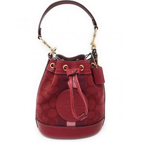 코치 Coach 여성 미니 뎀프시 버킷백 인 시그니처 자카드 스트라이프 패치