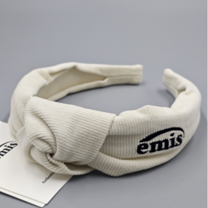 EMIS 이미스머리띠 코듀로이 크로스 헤어밴드 크림 국내매장판