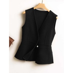 여성용 양면 캐시미어 조끼 민소매 루즈핏 모직 코트 조끼 Women's Vest