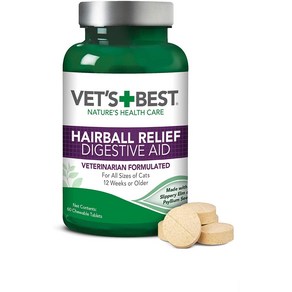 Vets Best Haiball Relief 캣 헤어볼릴리프 60츄어블, 1개, 60정