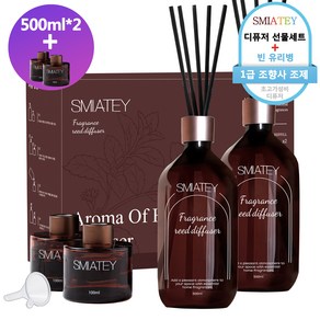 스미어티 프리미엄 클래식 대용량 디퓨저 선물세트, 2개, 화훼 시장, 500ml