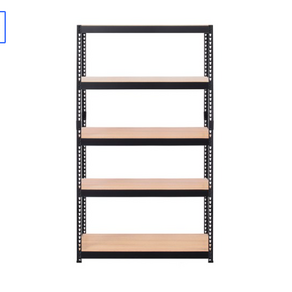 스피드랙 V2 선반 5단 800 x 600 x 1800 mm, 블랙(프레임) + 우드 화이트(선반)