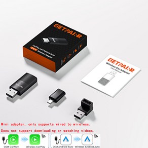 GetPai P1 Andoid 13 AI Box 8GB 128GB 무선 CaPlay Andoid Auto Aadpte Youtube 비디오 박스 유선, 01 EU Vesion, 01 Mini Adapte