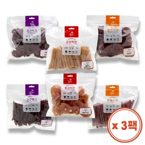 수제 통큰 대용량 강아지 간식 1.8kg(600g x 3팩) 치킨 오리 비프, 수제 통큰 오리콤보, 3팩