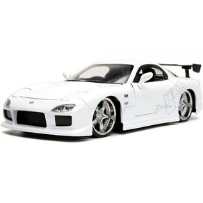 Jada Toys 분노의 질주 1:24 1992 Mazda RX-7 다이캐스트 자동차 어린이 및 성인용 장난감 화이트, 1개