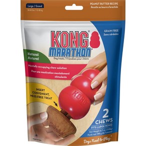 KONG 마라톤 피넛 버터 레시피 그레인 프리 댕댕이 씹는 간식 2 count, Lage 2 count 3, 190g, 2개