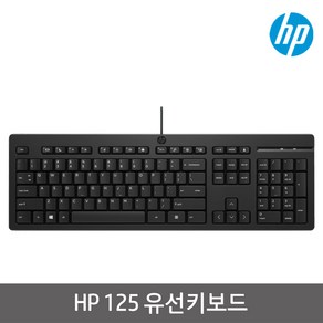 HP 유선 키보드 HP 125 (266C9AA) 한글각인자판 블랙 키보드USB, HP 125 유선 키보드 (266C9AA)