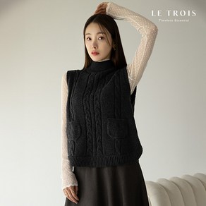 [KT알파쇼핑][LE TROIS]24FW 르투아 캐시미어블렌디드 케이블베스트