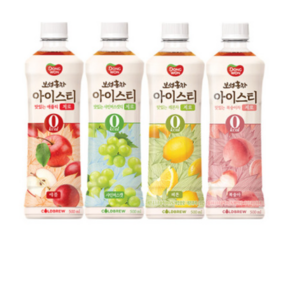 동원 보성홍차 아이스티 제로 500ml 애플+샤인머스캣+복숭아+레몬 각6개씩, 24개