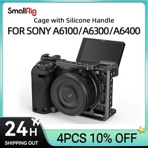 SmallRig DSLR 카메라 케이지 리그 실리콘 핸드그립 핸들 및 콜드 슈 소니 A6100 A6300 A6400 3164, 2)Cage, 1개