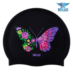 XBL-3230 꽃나비-BLK 엑스블루 실리콘 수모 수영모 MG, XBL-3230 꽃나비 MG-BLK, 1개, 기본/XBL-3230 꽃나비 MG-BLK