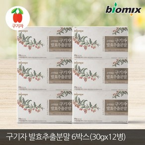 바이오믹스 국산 청양 구기자 건강차 발효추출분말가루, 6개, 60g