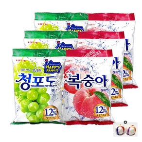 롯데 청포도캔디(153g) 3봉+복숭아캔디(153g) 3봉+자색옥춘사탕 20g 세트