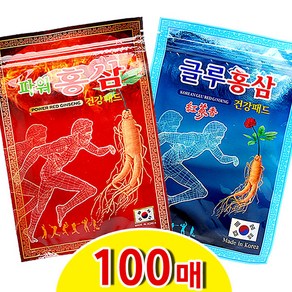 글루홍삼 파워홍삼 건강패드 100매 (붙이는 찜질팩 찜질패드 핫팩 효도선물 홍삼패드), 글루홍삼건강패드100매, 1개