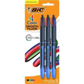 BIC 스무스 롱래스팅 4색 볼펜 1.0mm 12개, 3-Count (Pack of 1)