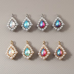 싼비즈 [7347-01]진주펜던트 진주오로라물방울양고리 10x15mm 1개