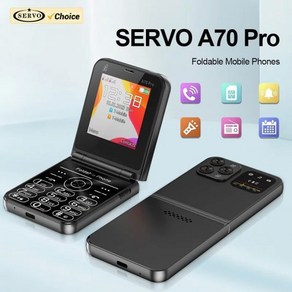 어르신폰 2024 SERVO A70 Po 3G WCDMA 플립 휴대폰 통화 녹음 속도 다이얼 토치 듀얼 SIM 대기 기능 패션 접이식 전화기, 16GB