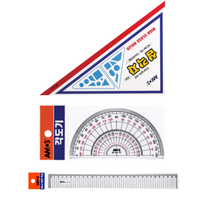 AMOS 각도기+삼각자+광폭방안자 30cm 세트