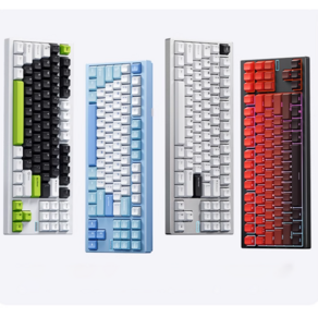 [cy] MCHOSE GX87 V2 알루미늄 기계식 게이밍 키보드 CNC 가스켓구조 1600만색RGB 무선3모드 80%배열88키 8000mah, GX87V2화이트그린-베이지축