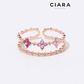 CIARA 14K Lainate 뜨레 플라워 더블라인 반지(GoldPlated)