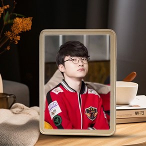 SKT T1 FAKER 페이커 이상혁 조명 액자 굿즈, 3색 무단조광  19.8x14.8x4.3CM, USB 플러그인 버전, 1 액자 불을 끄면 거울