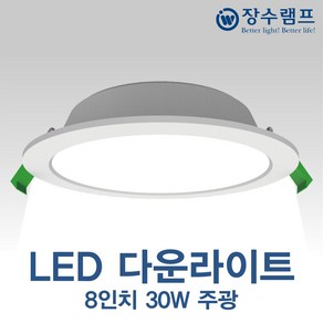 장수램프 LED 8인치 다운라이트 30W 매입등 매립등, 1개