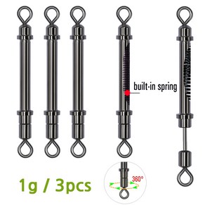 완충 스프링 회전도래/ 목줄 채비보호 엉킴방지 스위벨 편납홀더 봉돌 싱커, 설명참조, 3개