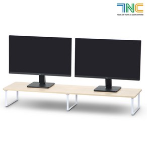 7NC 울트라형 듀얼 모니터받침대 가로1100x폭310mm 초대형 높은 모니터선반 우드, 1개, 15cm눈높이_(38Y)베이지