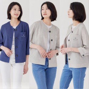 [지센] 여성 린넨혼방 버튼업 라운드자켓(색상2종) LCJKP323