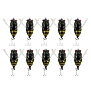 10pcs 가짜 낚시 미끼 하드 미끼 Swimbaits 생체 공학 매미 소프트 크랭크 미끼 재미 휴대용 인공 바닷물 탑워터 보트, 검은 색, 5x2.3cm., 아베