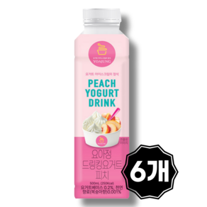 요아정 드링킹 요거트피치 음료, 6개, 500ml