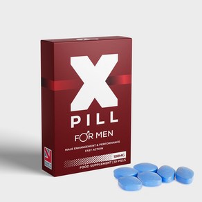 HUMAKEllc [영국] X Pill 남성용 블루 정제 고성능 에너지 빠른 작용 지속성 100mg 영국산 허브 보충제, 1개, 10정