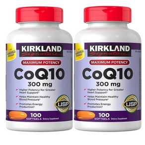 커클랜드 코큐텐 300mg 100정 2팩 Kirkland Signature CoQ10 300 mg. 100 Softgels