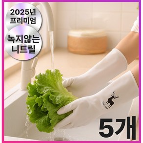 [녹지않는]질긴 튼튼한 니트릴 고무장갑 소중대 냄새없는 주방장갑 흰색, 5개, 소(S), 모던화이트