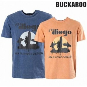 버커루 BUCKAROO 남성 20수 스노우워싱 라운드 티셔츠 B202TS110P