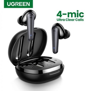 골전도 블루투스 무선 이어폰 UGREEN HiTune T1 이어 버드 (4 마이크 포함) TWS 파란색tooth 5.0 True Wireless Stereo USB C 빠른 충전