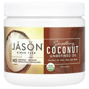 Jason Natual 스무딩 코코넛 비정제 오일 443ml(15fl oz), JasonNatual스무딩코코넛비정제오일443ml15, 1개, 443ml