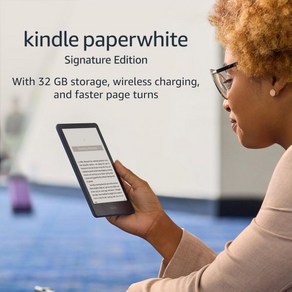 Amazon Kindle Papewhite Signatue Edition32GB – 자동 조절식 전면 조명 무선 충전 6.8인치 디스플레이 최대 10주 배터리 수명 잠금 화, Denim, Without Kindle Unlimited, Without Locksceen Ads