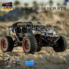 SCY 16106 RC 자동차 RTR 1/16 2.4G 4WD 사막 트럭 차량 모델 어린이 선물, 실버, 1개